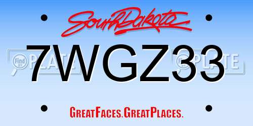 7WGZ33 South Dakota License Plate