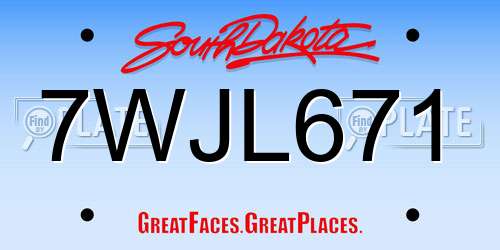 7WJL671 South Dakota License Plate
