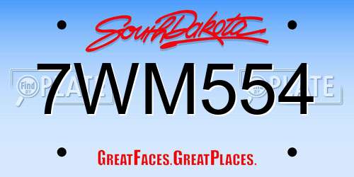 7WM554 South Dakota License Plate