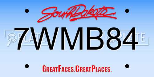 7WMB84 South Dakota License Plate