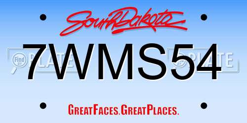 7WMS54 South Dakota License Plate