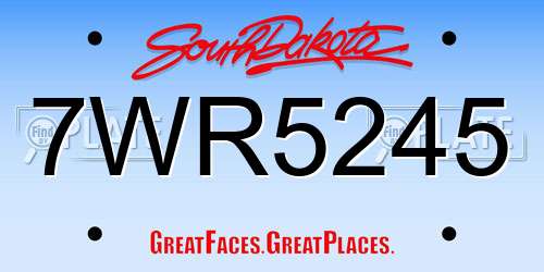 7WR5245 South Dakota License Plate