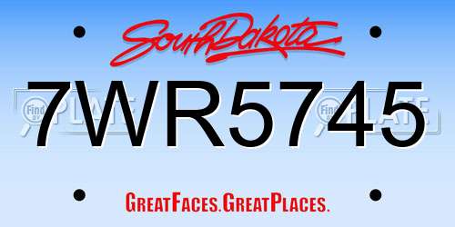7WR5745 South Dakota License Plate