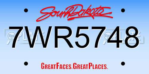 7WR5748 South Dakota License Plate