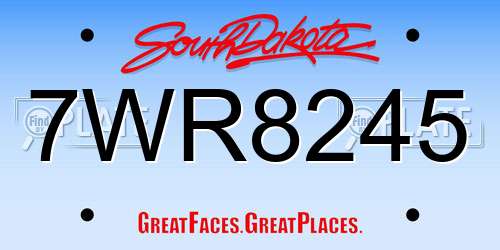 7WR8245 South Dakota License Plate