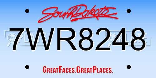 7WR8248 South Dakota License Plate