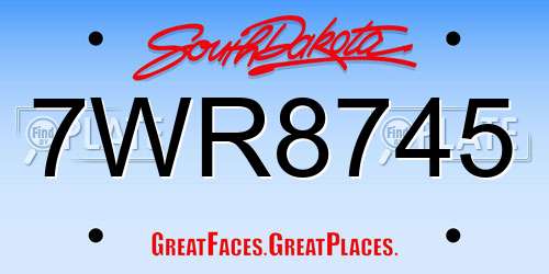 7WR8745 South Dakota License Plate
