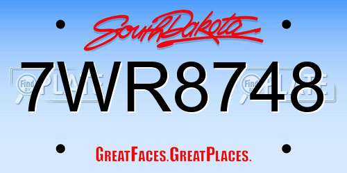 7WR8748 South Dakota License Plate