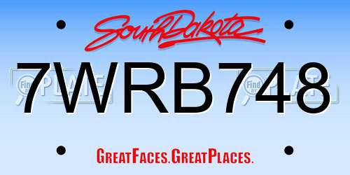 7WRB748 South Dakota License Plate