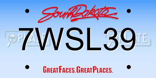 7WSL39 South Dakota License Plate