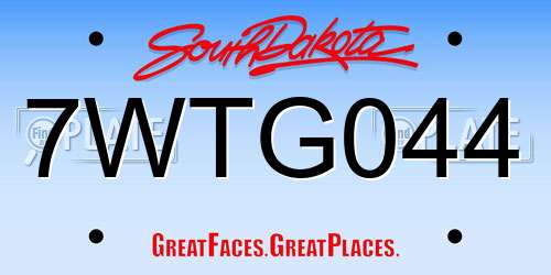 7WTG044 South Dakota License Plate