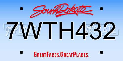 7WTH432 South Dakota License Plate