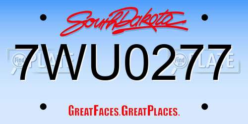 7WU0277 South Dakota License Plate
