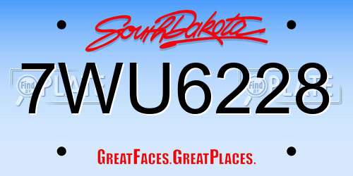 7WU6228 South Dakota License Plate