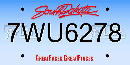 7WU6278 South Dakota License Plate