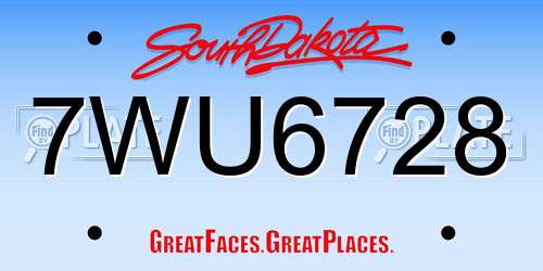 7WU6728 South Dakota License Plate