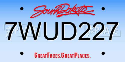 7WUD227 South Dakota License Plate