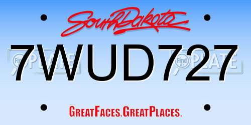7WUD727 South Dakota License Plate