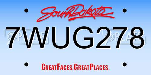 7WUG278 South Dakota License Plate