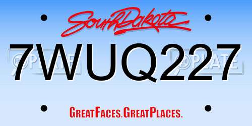 7WUQ227 South Dakota License Plate