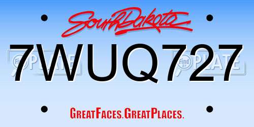 7WUQ727 South Dakota License Plate