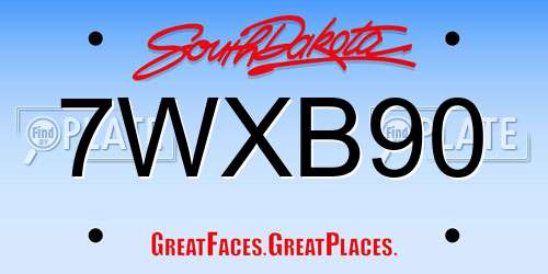 7WXB90 South Dakota License Plate