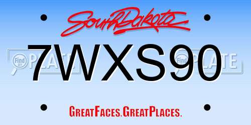 7WXS90 South Dakota License Plate