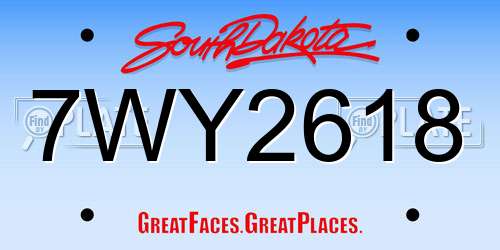 7WY2618 South Dakota License Plate