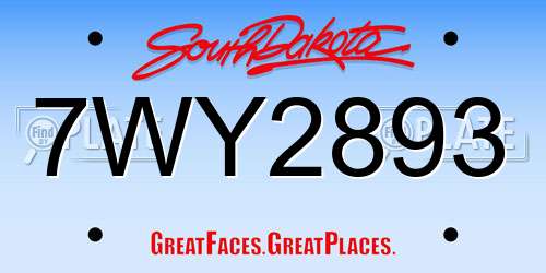 7WY2893 South Dakota License Plate