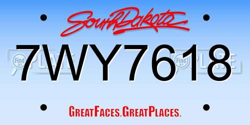 7WY7618 South Dakota License Plate