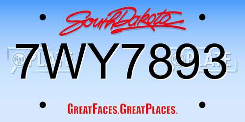 7WY7893 South Dakota License Plate