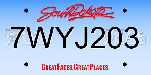7WYJ203 South Dakota License Plate