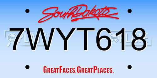 7WYT618 South Dakota License Plate