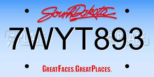 7WYT893 South Dakota License Plate