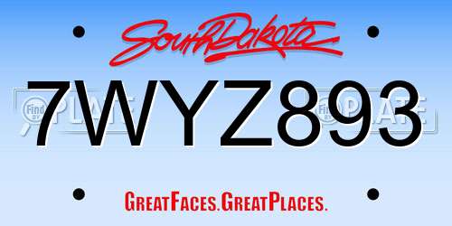 7WYZ893 South Dakota License Plate