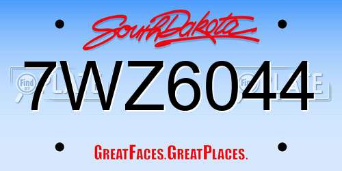 7WZ6044 South Dakota License Plate