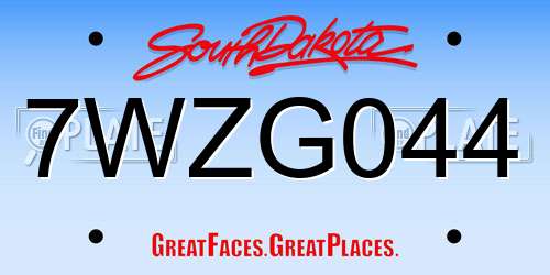 7WZG044 South Dakota License Plate