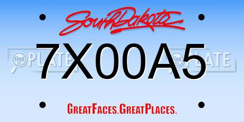 7X00A5 South Dakota License Plate