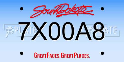 7X00A8 South Dakota License Plate