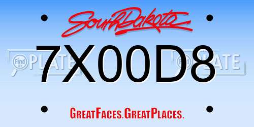 7X00D8 South Dakota License Plate