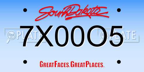 7X00O5 South Dakota License Plate