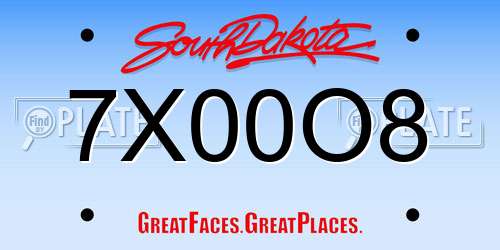 7X00O8 South Dakota License Plate