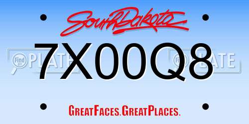 7X00Q8 South Dakota License Plate