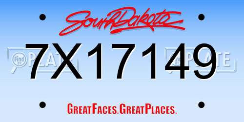 7X17149 South Dakota License Plate