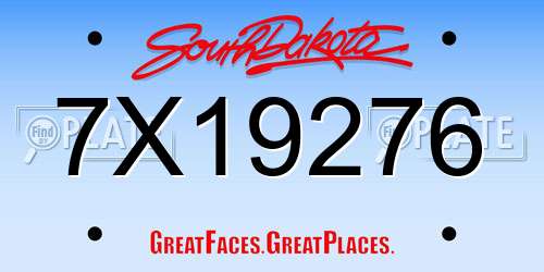 7X19276 South Dakota License Plate