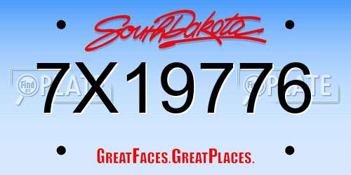 7X19776 South Dakota License Plate