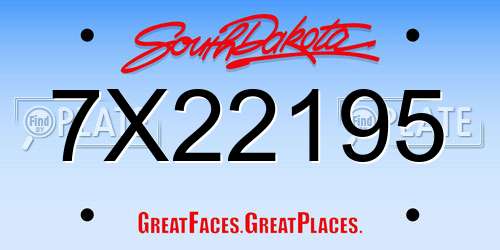 7X22195 South Dakota License Plate