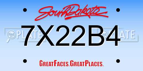 7X22B4 South Dakota License Plate