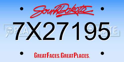 7X27195 South Dakota License Plate