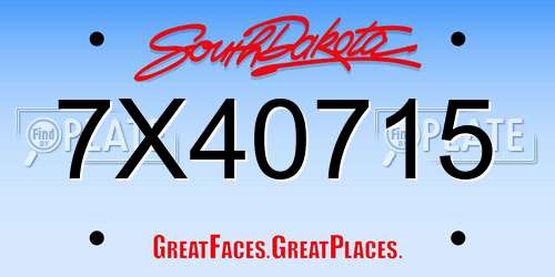 7X40715 South Dakota License Plate